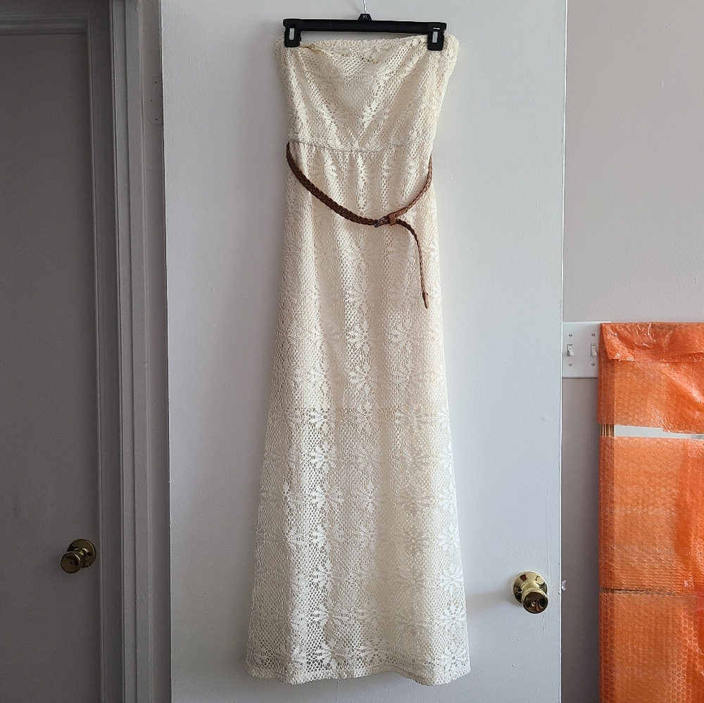 Off white maxi dress with belt